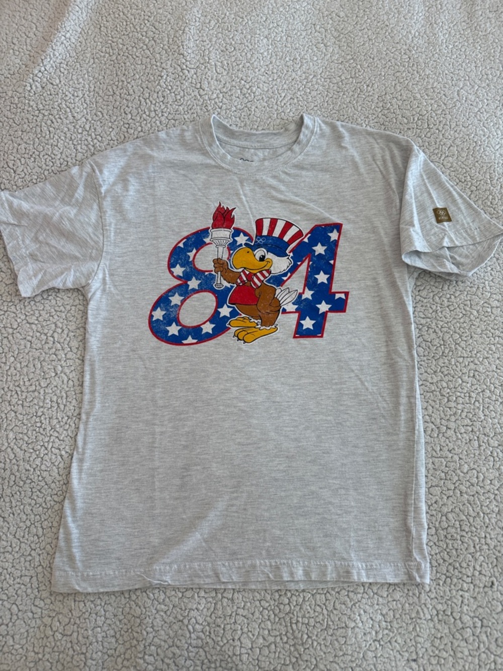 Grey Olympic Patriotic '84 Graphic Tee with Sam the Olympic Eagle